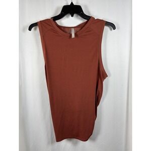 Fabletics Womens Rust Mesh Open Back Knot Detail Muscle Tank Top Size L